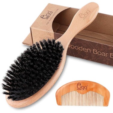 Black Egg Boar Bristle Brush