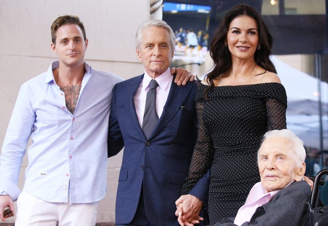 Cameron Douglas, Kirk Douglas, Michael Douglas and Catherine Zeta-Jones at walk of fame