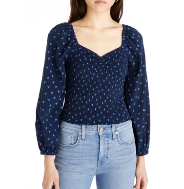 Madewell Lucille Balloon Sleeve Smocked Top