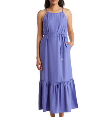 Anne Klein Halter Neck Sleeveless Tiered Maxi Dress